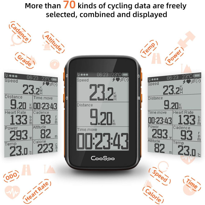 Велокомп'ютер COOSPO BC200 GPS Bluetooth 5.0 ANT+ з LCD екраном 2.4