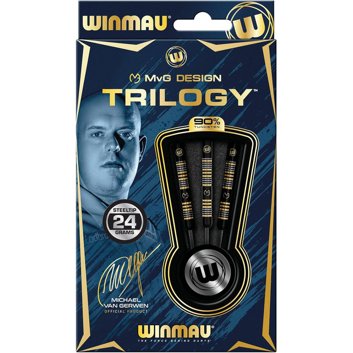Дартс WINMAU Michael Van Gerwyn MvG Trilogy 24 г, професійний набір з вольфраму, сталевий наконечник, з оперенням та шафтами