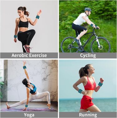 Набір напульсників з обтяженням для зап'ястя та щиколоток Smlper (2 шт., 2 кг), для фітнесу, йоги, танців, ходьби, бігу (зелений)