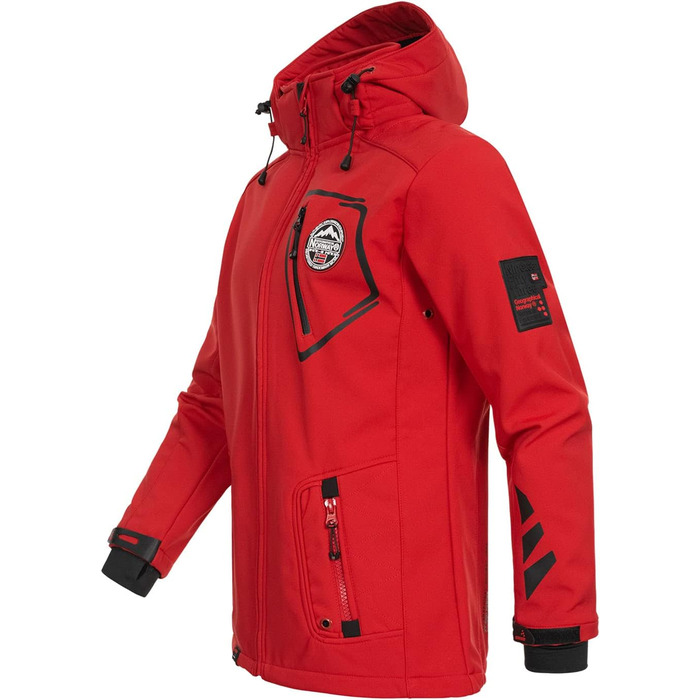 Чоловіча куртка-софтшелл Geographical Norway Tacebook водонепроникна та дихаюча з капюшоном, тактична вітрівка для походів, лиж та активного відпочинку (Осінь/Зима/Весна), р. S, червона