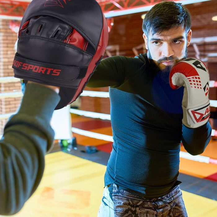 Боксерські рукавички Pratzen Rex Leder: рукавички для ударів, захисні подушки, тренування з самооборони, бокс, кікбоксинг, тайський бокс, таеквондо (червоні)