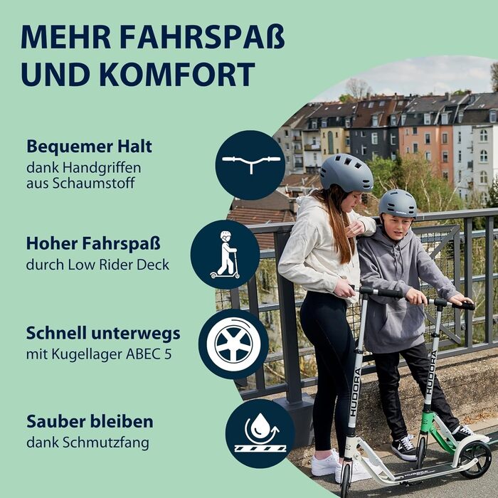 Самокат HUDORA BigWheel Pure алюмінієвий, складаний, до 100 кг, з підніжкою, для дорослих і підлітків