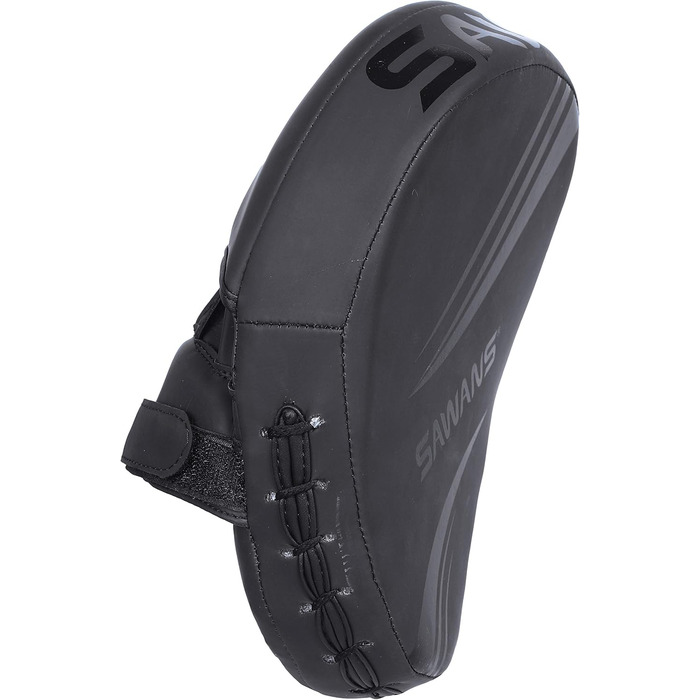SAWANS® Box Fokus Pads з гаками та рукавичками для удару, штучна шкіра, кікбоксинг, MMA, вигнута рука, щит для ударів, цільові подушки, бойовий спорт, тренування Муай-Тай (матова чорна)
