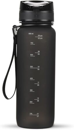 Спортивна пляшка для води 720°DGREE uberBottle 750 мл, мотиваційна шкала, знімна ручка, сито, BPA-free, тритан, для спорту, фітнесу, велосипеда, чорна