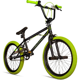 Bergsteiger Halifax BMX 20 дюймів, фетбайк, 360° ротор, фрістайл, 2 сталеві підніжки, захист ланцюга, фрівіл, зелено-чорний