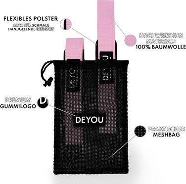 Підтримуючі рукави DEYOU для вузьких та середніх зап'ясть – м'які ремінці для тренувань, силових видів спорту, бодібілдингу (100% бавовна, сітчаста сумка) для жінок та чоловіків, пастельно-блакитні