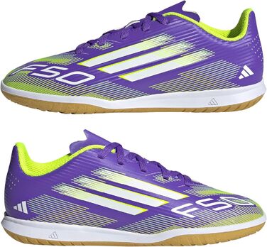 Дитячі футбольні бутси adidas F50 Club Indoor для залу, 34 EU, Purple Rush/Cloud White/Lucid Lemon