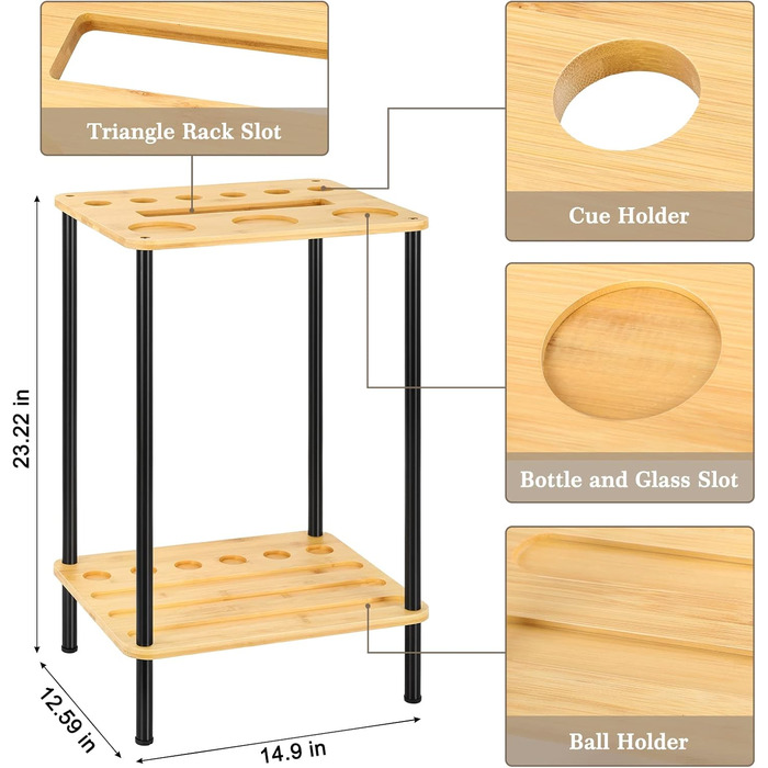Стійка для більярдних київ на 6 київ Boden, бамбук, натуральний бамбук, для клубу та ігрової кімнати