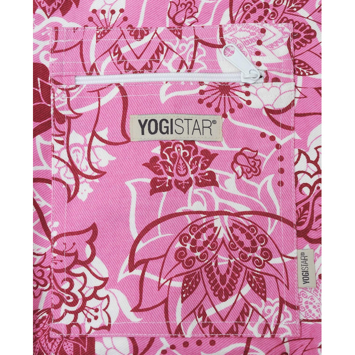 Сумка для йоги Yogistar Yogibag Basic з бавовни, 65 см, арт-колекція, блискавка, рожево-червона Lotus