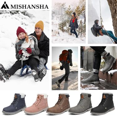Зимові черевики Mishansha Herren для жінок, теплі, водонепроникні, на шнурівці, рожеві, 38 EU