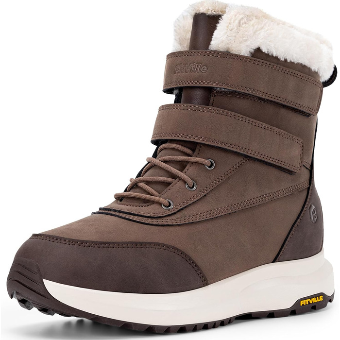 Черевики зимові чоловічі FitVille широкі, теплі, водонепроникні, з підкладкою, короткі, зимові, для вулиці, антиковзаючі (42 EU, коричневі)
