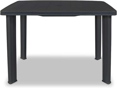 Садовий стіл vidaXL 101x68x72 см, пластик, антрацит, вуличний стіл для балкона та саду з отвором для парасольки
