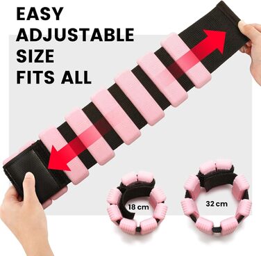 Ваги для ніг та рук, регульовані | Комплект 2 шт (1 кг пара, 0,5 кг кожний) | Силіконові ваги на зап'ястя для жінок | Йога, Пілатес, танець, балет, біг, плавання, кардіо (Рожевий)