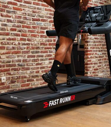 CARE FITNESS Fast Runner SP: Електричний біговий тренажер з регулюванням нахилу та складний - до 22 км/год, 20 рівнів нахилу, 57 програм, Kinomap