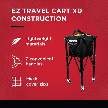 Сумка-корзина для тенісних м'ячів Gamma Sports EZ Travel Cart Pro, місткість 150, легка складна конструкція, з преміум-чохлом