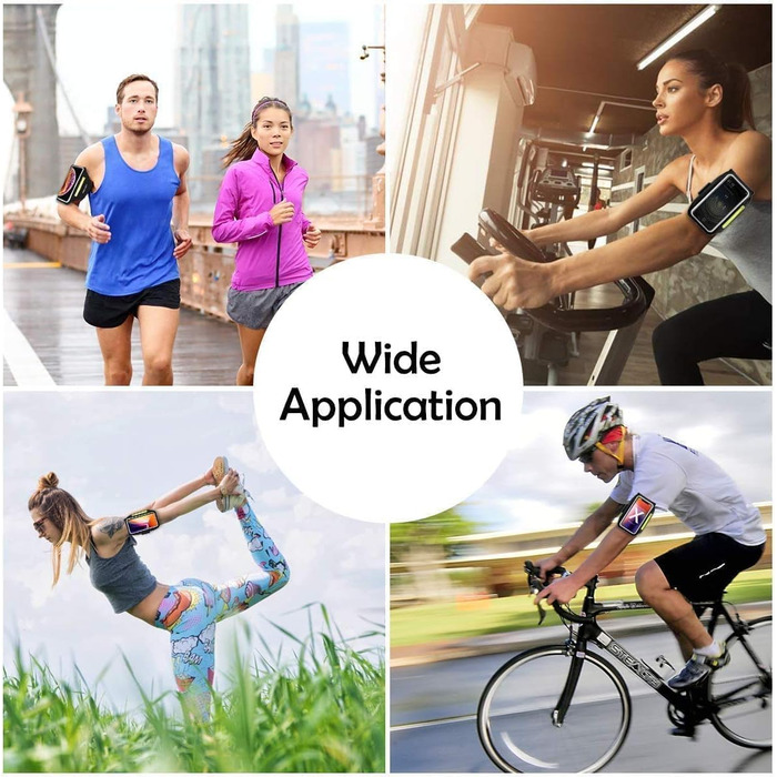 Спортивний браслет на руку для бігу з відділенням для телефону та ключей, чорний. Сумісний з iPhone 17/16/15/14/13/12/11 Pro Max/Plus. Оновлена модель, до 6.9 дюймів.