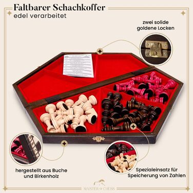 Шахи ручної роботи для 3 гравців | Master of Chess | Шахівниця середнього розміру 33x28 см | Шахи для дітей та дорослих - Engelhart Преміум якість, масивне дерево