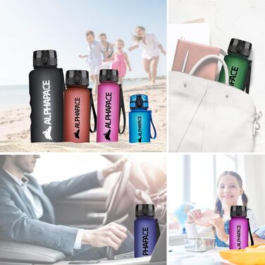 Спортивна пляшка Alphapace 1000 мл, без BPA, з фільтром для фруктів, чорна – для спорту, вело та відпочинку