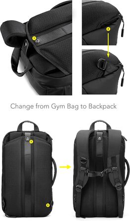 Спортивна сумка-рюкзак Fitgriff 25 л з відділенням для взуття та ноутбука, чорна, для чоловіків і жінок, для тренувань, фітнесу та подорожей