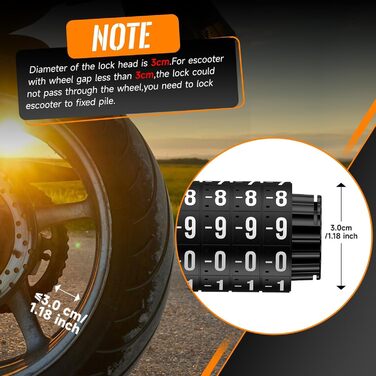 Надійне велозамок HiiPeak з 5-цифровим кодом, 94см/7мм, для велосипеда, мотоцикла, грилю (жовтий)