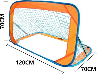 Дитячі футбольні ворота Kapler для саду, 2 шт, 120x70x70 см, поп-ап, помаранчеві, сталевий та скловолоконний каркас, легка збірка, водостійкий поліестер