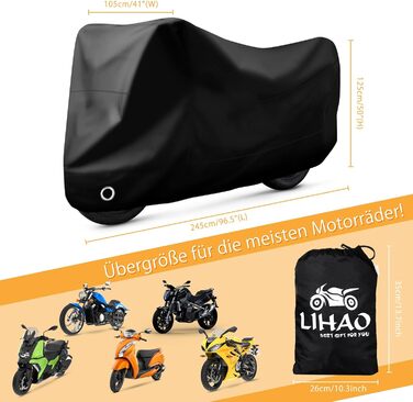 Водонепроникна накидка для мотоцикла LIHAO - захист від зими та вологи (245x105x125 см)