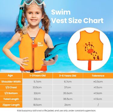 Спасальний жилет для плавання Kinder Mädchen Junge, для дітей 1-6 років, помаранчевий