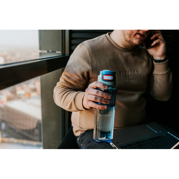 Пляшка для води Kambukka ELTON 1000 мл Niagara Blue, ударостійка, не вбирає запахи, з мірною шкалою, підходить для миття в посудомийній машині