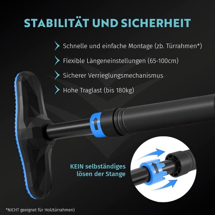 Турнік для дверного прорізу MAMOLO 65-100 см | Без свердління | Висока стабільність | Сучасний дизайн