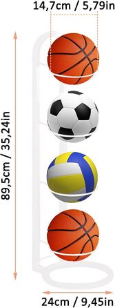 Стійка для зберігання м'ячів: баскетбол, футбол, волейбол (біла, 4-ярусна)