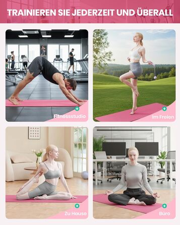 Килимок для йоги та пілатеса Narwhal з екологічного TPE, протиковзкий фітнес-мат для тренувань зі стрічкою для перенесення (Слива, 183 x 61 x 0.6 см)