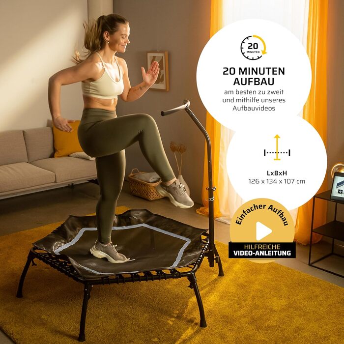 Трамплін SportPlus для фітнесу, тиха гумова пружина, вантажопідйомність до 130 кг, складаний (Антрацит)