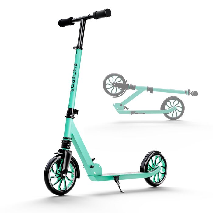 Дитячий трюковий самокат PHOEROS для дітей, підлітків та дорослих. Легкий міський самокат з алюмінію з великими колесами 200 мм, складний, 3-рівнева регулювання висоти, амортизація.