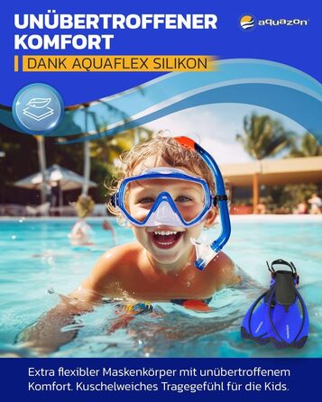 Набір для снорклінгу Aquazon Miami для дітей, рожевий (32/37), маска з антизапотіваючим склом, трубка, ласти