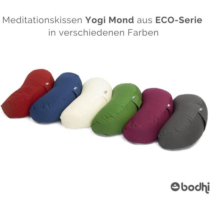 Медитаційна подушка-півмісяць Bodhi Yogi MOND ECO, чорна, 100% органічна бавовна, наповнювач гречане лушпиння, для йоги та медитації