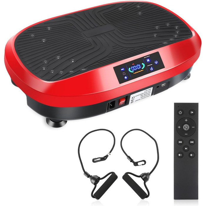 Вібраційна платформа 4D з Bluetooth, 120 рівнів інтенсивності, 6 програм тренувань, для дому, масаж, спортивне обладнання, чорно-червоний