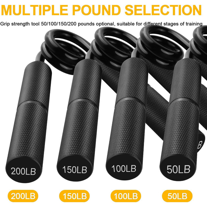 Набір з 4 еластичних тренажерів для рук та пальців, регулювання опору 22.5-90 кг, для спортсменів та відновлення, неслизьке покриття