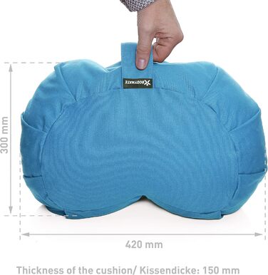 Подушка для йоги та медитації BODYMATE Halbmond 42x30x15 см, блакитна - гречане лушпиння, бавовняний чохол (прати в машині)