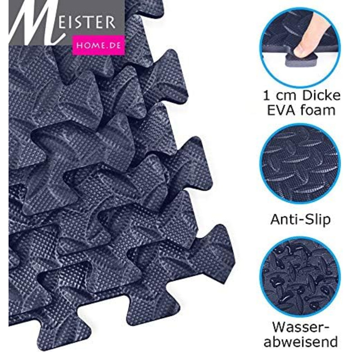 Захисні мати-пазли Meisterhome 60x60 см, 6 шт, Tardis Blue, підлогові EVA мати для спорту, тренажерного залу, дитячої кімнати, комплект 2.16 м²