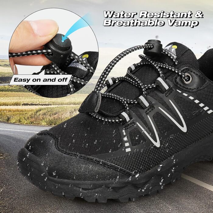 Дитячі трекінгові черевики UOVO, водонепроникні, для бігу та трейлу, чорні, розмір 33 EU