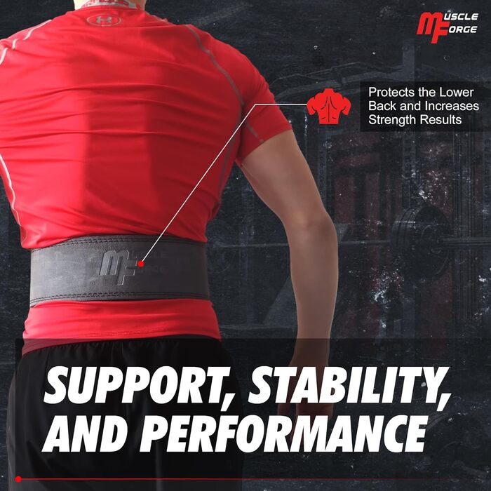 Шкіряний пояс MuscleForge для пауерліфтингу з металевою пряжкою, бодібілдинг, кросфіт, розміри S/M/L