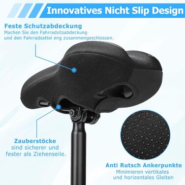 Подушка на сидіння велосипеда для чоловіків та жінок, товста та м'яка, комфортний чохол на сидіння велосипеда, велосипедний сидіння з підкладкою для шосе, гірського велосипеда, електровелосипеда, велотренажера (C1 Чорний, вузький)