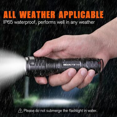 LED ліхтарик GEARLITE 4000 Lumen, 2 шт., водонепроникний, з зумом, для кемпінгу, туризму, екстрених ситуацій