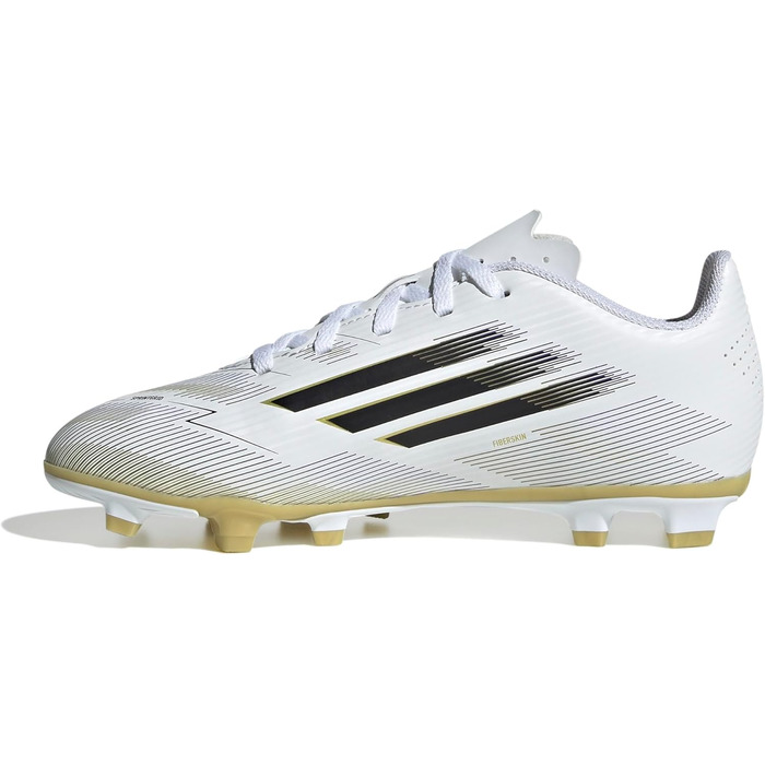 Дитячі футбольні бутси Adidas F50 Club для гри на траві та жорсткому майданчику (36 EU, білий, чорний, золотий)