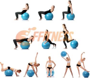 Фітнес-м'яч для вагітних FFitness 95 см, антивибуховий, для гімнастики, пресу, силових та кардіо вправ, синій