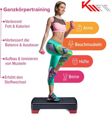 Степпер для дому KM-Fit | Степ-бенч для фітнесу з регулюванням висоти | Спортивний степпер для аеробіки до 200 кг