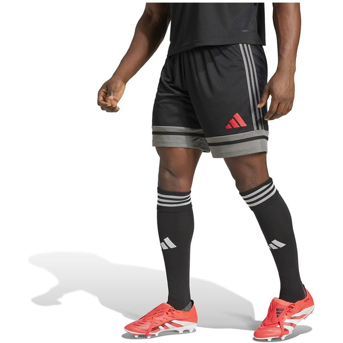 Чоловічі футбольні шорти adidas Squadra 25, чорні (Black/Team Grey Four/Pure Ruby), розмір XS