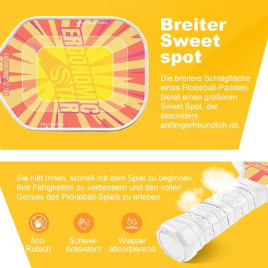 Набір для піклболу Ergonomicstar: фібергласові ракетки, 4 м'ячі, сумка та чохол. Легкі ракетки для початківців, підходять для гри в приміщенні та на вулиці (помаранчеві)