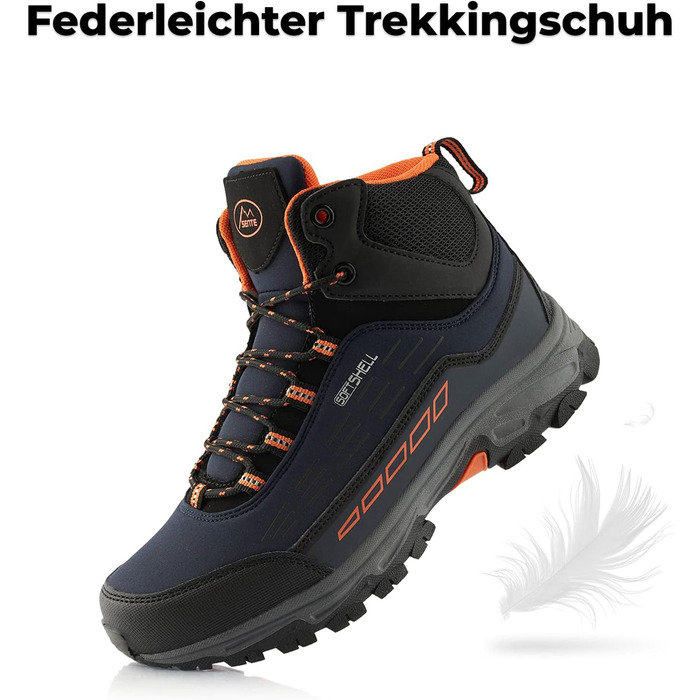 Черевики для ходьби жіночі та чоловічі, зимові, водонепроникні (36 EU, темно-синій, помаранчевий)