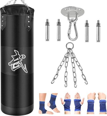 Боксерський мішок для підвішування (без наповнювача) для MMA, муай-тай, кікбоксингу. Міцний боксерський мішок зі сталевим ланцюгом (чорний)